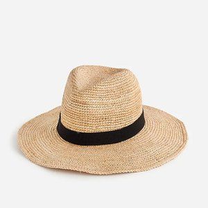J. Crew raffia straw packable wide brim sun hat size S/M